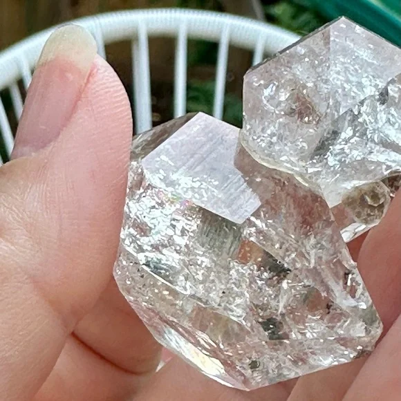 Lg Herkimer diamond twin multiple DT rainbow Rutilated recordkeeper self healing - Picture 9 of 15